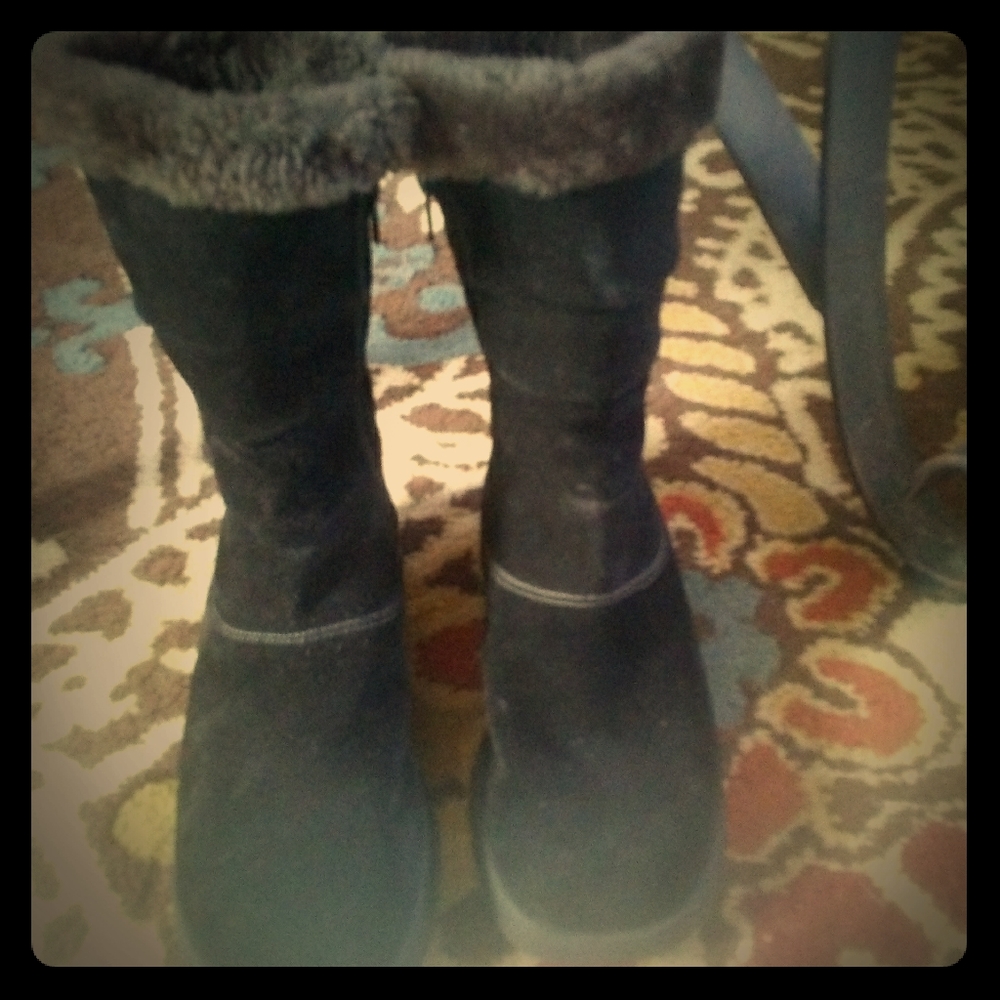 NAOT Black Gathered Faux Suede Boots